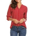 thumbnail image 1 of Goodtrade8 Winter Tops for Women Long Sleeve Plus Size Polka Dot Red Casual V-Neck Fall Shirts, 1 of 8