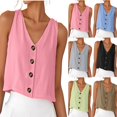 thumbnail image 1 of Goodtrade8 Women's Plain Shirts Dressy Casual Button up Sleeveless Cotton Linen,Work Lightweight Summer Tank Tops for Women, 1 of 9