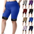 thumbnail image 1 of Goodtrade8 Women's Plus Size Yoga Pants Half Shorts Solid Color Lace Elastic Waist, 1 of 5