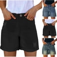 thumbnail image 1 of Goodtrade8 Women's Ripped Jean Shorts Vintage Pockets Demin Shorts Casual Cute Summer Distressed Shorts for Women Black, 1 of 9