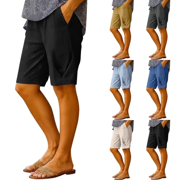 Goodtrade8 Women's Solid Color Shorts Casual Women's Shorts Capris
