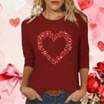 thumbnail image 1 of Goodtrade8 Womens 3/4 Sleeve Tops Holiday Spring Pullover Valentine Crew Neck Plus Size T-Shirts for Women Gifts for Girlfriend, 1 of 5
