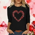 thumbnail image 1 of Goodtrade8 Womens 3/4 Sleeve Tops Plus Size Spring Pullover Crew Neck Valentine Summer Graphic T-Shirts for Women Trendy, 1 of 5