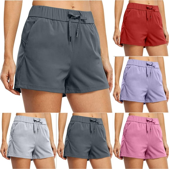 Goodtrade8 Womens Athletic Hiking Running Shorts for Women Yoga Workout Gym Quick Dry Shorts with Pockets
