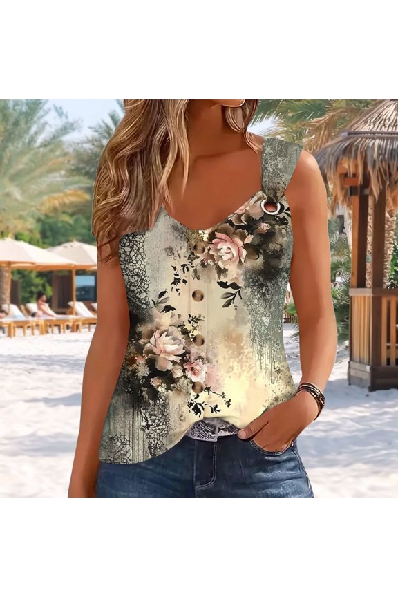 Womens Camisole Tank Tops Button Loose Fit Tshirts Work Casual Pullover Summer Lightweight Undershirts Tops for Women Crew Neck