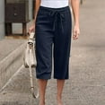 thumbnail image 1 of Goodtrade8 Womens Casual Shorts Plus Size Linen Knee Length Bermuda Shorts for Women Cotton, 1 of 6