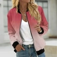 thumbnail image 1 of Goodtrade8 Womens Coats Zip up Bomber Jacket Pocket Casual Gradient Women's Tops, 1 of 5
