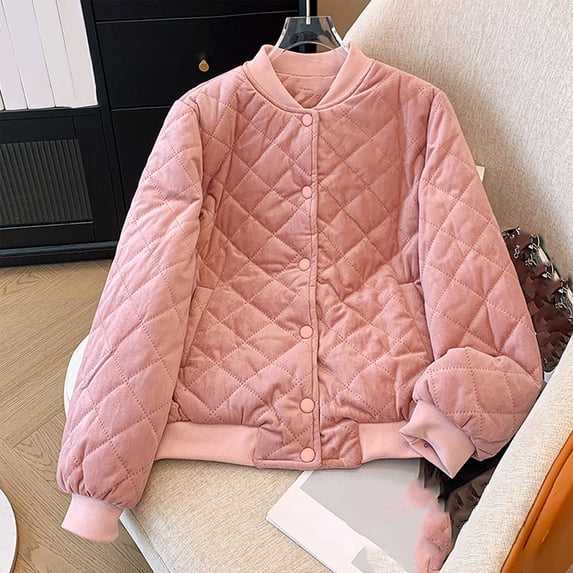 Goodtrade8 Womens Jacket Fleece Plus Size Bomber Jackets Solid Color Long Sleeve Crew Neck Button Casual Womens Tops