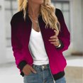 thumbnail image 1 of Goodtrade8 Womens Jacket Zip up Bomber Jacket Gradient Casual Pocket Womens Tops, 1 of 5