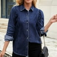 thumbnail image 1 of Goodtrade8 Womens Jackets Denim Tunic Jean Jacket Button Casual Long Sleeve Solid Color Tops for Women 2025, 1 of 7