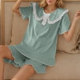 thumbnail image 1 of Goodtrade8 Womens Lounge Sets Straight Leg Pants 2 Piece Collared Solid Color Casual Sleepwear Short Sleeve Womens Pajama Sets, 1 of 9