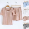 thumbnail image 1 of Goodtrade8 Womens PJS Sets Shorts & Tops 2 Pieces Homewear Short Sleeve PJS Loungewear Casual Summer Solid Color Home Pajamas for Women Homewear, 1 of 9