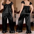 thumbnail image 1 of Goodtrade8 Womens Pajamas Capris Set Plus Size 2 Piece Solid Color Loungewear Casual Short Sleeve V-Neck Holiday Pajamas Woman, 1 of 4
