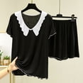 thumbnail image 1 of Goodtrade8 Womens Pajamas Plus Size 2 Piece Loungewear Solid Color Casual V-Neck Short Sleeve Holiday Pajamas for Women, 1 of 4