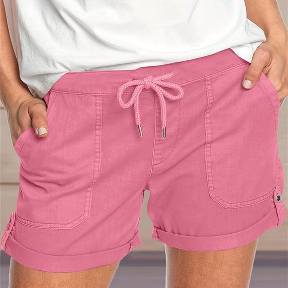 Goodtrade8 Womens Plus Size Shorts with Pockets Summer Drawstring Drawstring Shorts for Women Wide Leg