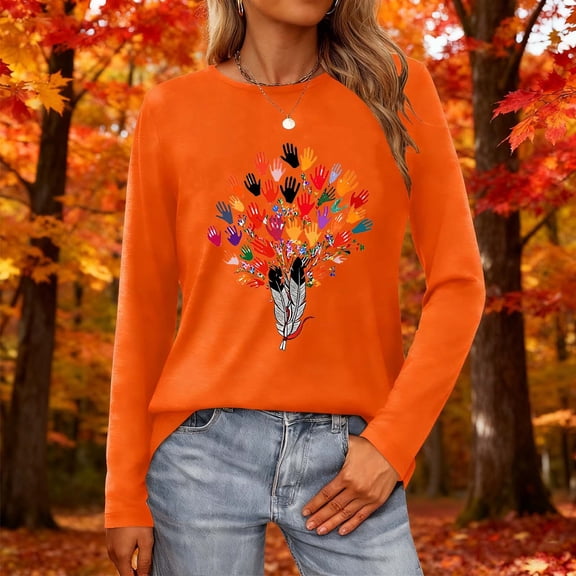 Goodtrade8 Womens Shirts Long Sleeve Pullover Crew Neck Blouse Casual Winter Dressy Tops for Women Fashion