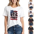 thumbnail image 1 of Goodtrade8 Womens Short Sleeve Shirts Summer Fourth of July Pullover Casual USA Years Anniversary Red White and Blue Independence Day Crew Neck Patriotic Shirts for Women Graphic, 1 of 6