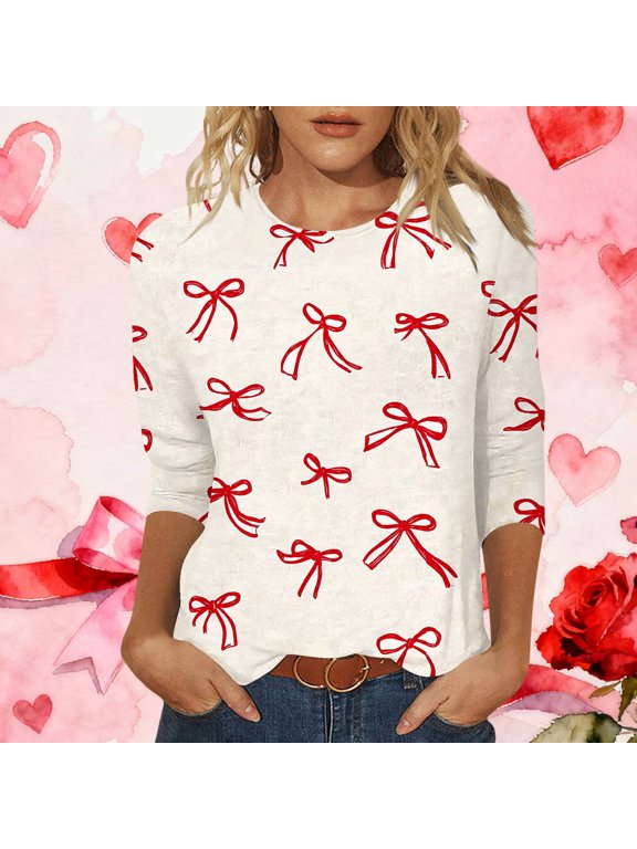 Womens Spring Tops Plus Size Pullover Casual Crew Neck Summer Valentine Cute T-Shirts for Women Gifts for Girlfriend