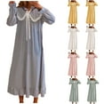 thumbnail image 1 of Goodtrade8 Womens Summer Nightgown Sleepwear Long Sleeve Pajamas Dress Soft Cozy Solid Color Sleep Shirts Homewear Night Gowns for Ladies Collared, 1 of 6