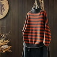 thumbnail image 1 of Goodtrade8 Womens Sweaters Knitted Striped Turtlenecks Long Sleeve Casual Loose Winter Tops for Women, 1 of 5