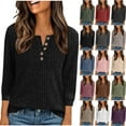 thumbnail image 1 of Goodtrade8 Womens Sweaters Plus Size Button Knit Ribbed Long Sleeve Lightweight Blouses for Women Winter V Neck Tops, 1 of 7