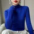 thumbnail image 1 of Goodtrade8 Womens Sweaters Pullover Warm Blue Solid Color Long Sleeve Casual Sweater Tops for Women, 1 of 3