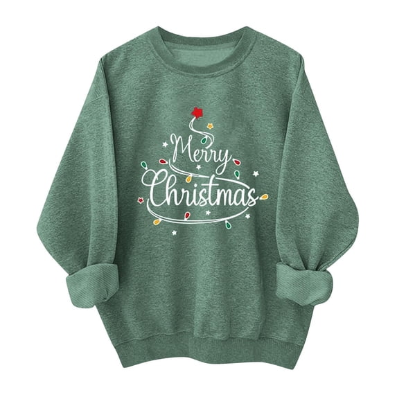 Goodtrade8 Womens Sweatshirts Christmas Long Sleeve Graphic Crew Neck Vacation Womens Tops Christmas Gifts