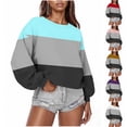 thumbnail image 1 of Goodtrade8 Womens Sweatshirts Sports Color Block Pullover Sweatshirt Loose Casual Long Sleeve Crew Neck Colorful Women Winter Tops, 1 of 6