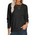 thumbnail image 1 of Goodtrade8 Womens Tops Long Sleeve Casual Pullover Lightweight Fashion Black Fall Winter Crew Neck Blouse for Women Solid Color, 1 of 9