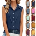 thumbnail image 1 of Goodtrade8 Work Tank Tops for Women Plus Size Sleeveless Button up Dressy Cotton Linen Summer Collared,Casual Womens Shirts Plain, 1 of 8