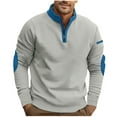 thumbnail image 1 of Goodtrade8 Zip Mock Neck Tops for Men Color Block Half Zipper Casual Long Sleeve Sweatshirt, 1 of 5