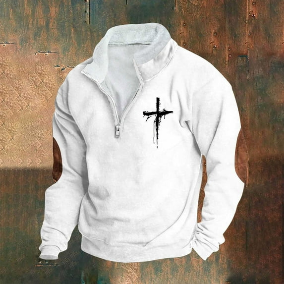 Goodtrade8 Zip Mock Neck Tops for Men Quarter Zipper Graphic Long Sleeve Casual Sweatshirts for Men