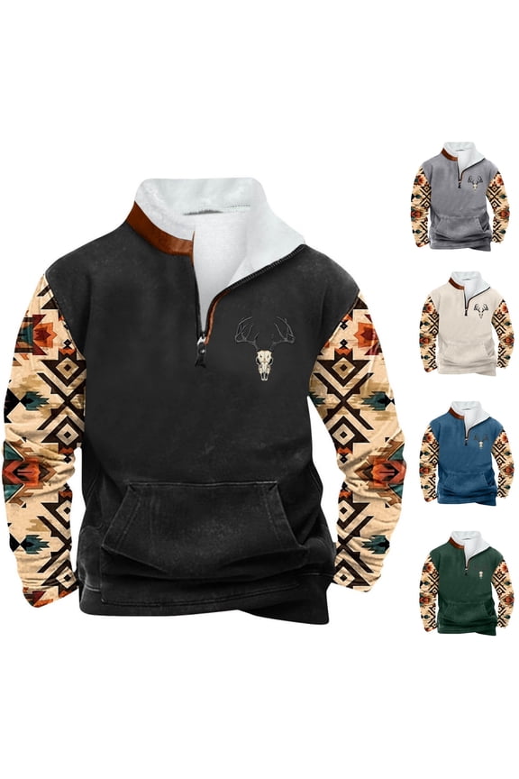 Zip Mock Neck Winter Tops for Men 2025 Half Zipper Graphic Casual Long Sleeve Pocket Big and Tall Mens Sweatshirts