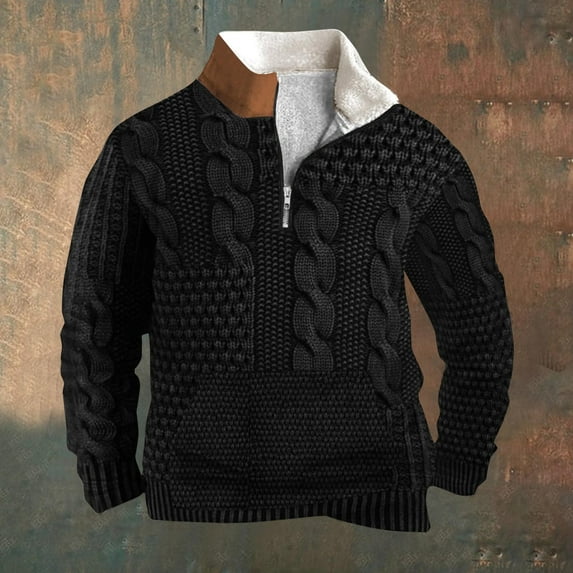 Goodtrade8 Zip Mock Neck Winter Tops for Men Half Zipper Graphic Long Sleeve Casual Winter Sweatshirt for Men