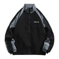 thumbnail image 1 of Goodtrade8 Zip up Bomber Jacket Pocket Color Block Jackets for Men Outdoor Long Sleeve Stand Collar Casual Mens Coats Big and Tall, 1 of 4