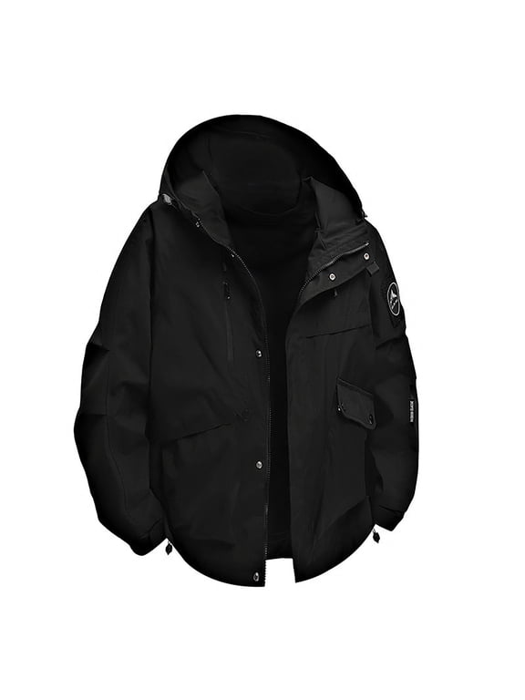 Zip up Jackets for Men Winter Windbreaker Hooded Long Sleeve Athletic Plain Pocket Mens Coats and Jackets