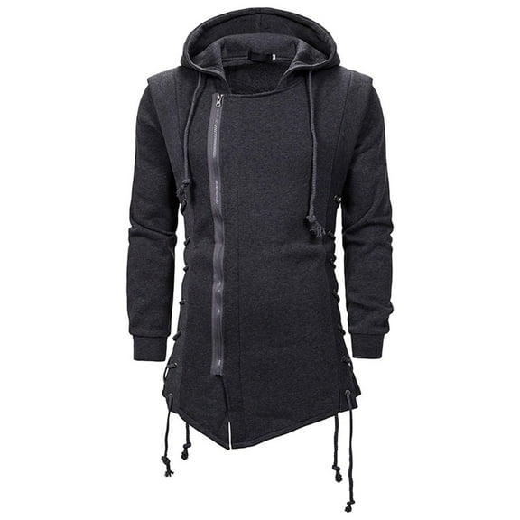 Goodtrade8 Zip up Mens Jackets with Hoods Casual Hooded Plain Long Sleeve Coats for Men