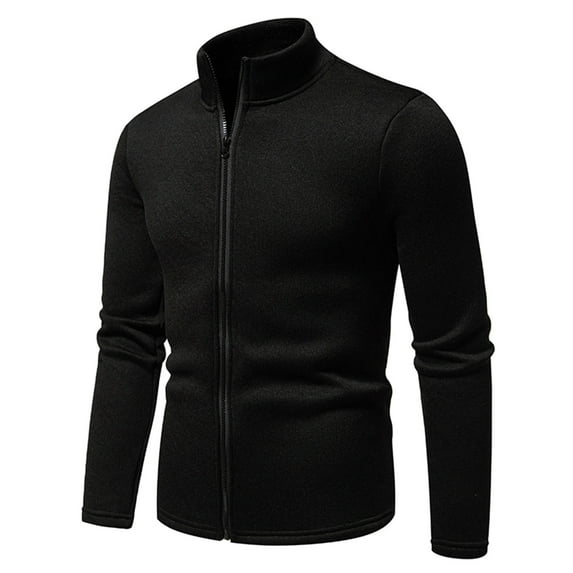 Goodtrade8 Zip up Shirt Jackets Plain Stand Collar Jackets for Men Winter Casual Pocket Long Sleeve Mens Coats