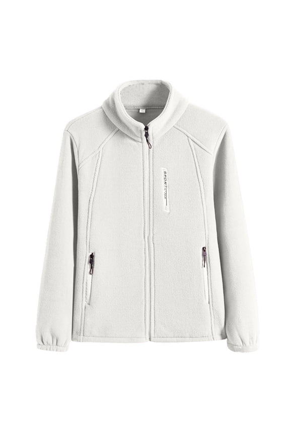 Zip up Womens Coats Plus Size Fleece Jacket Casual Long Sleeve Warm Solid Color High Neck Tops for Women 2025