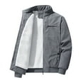 thumbnail image 1 of Goodtrade8 Zipper Jackets for Men Outwear Hoodless Winter Fleece Solid Color Long Sleeve Mens Coats Thick, 1 of 9