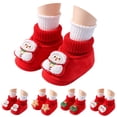 thumbnail image 1 of Goodw7 Christmas Baby Booties Soft Fleece Warm Infant Sock Shoes with Elastic Ribbed Ankle Cuff and Cute 3D Christmas Appliques for Holiday Photo Shooting and Indoor Crawling, 1 of 9