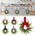 thumbnail image 1 of Goodw7 Christmas Ornaments Wreath, French Pine Artificial Wreath with Red Berries and Snowflake Decor, Elegant Bow Ribbon Small Wreath for Wall Hanging Display, 1 of 6