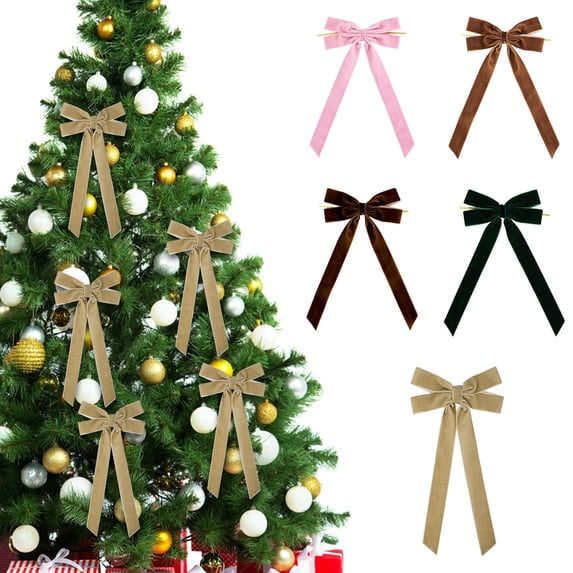 Goodw7 Christmas Velvet Bows for Wreath Garland Tree Decor, Flocking Ribbon Ornaments with Gold Twist Ties, Soft Velvet Craft Supply for Holiday Wreath Garland