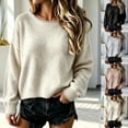 thumbnail image 1 of Goodw7 Contrast Panel Relaxed Pullover, Women's Soft Knit Round Neck Long Sleeve Sweater, Effortlessly Pairs with Various Bottoms for Casual Chic Looks, 1 of 6