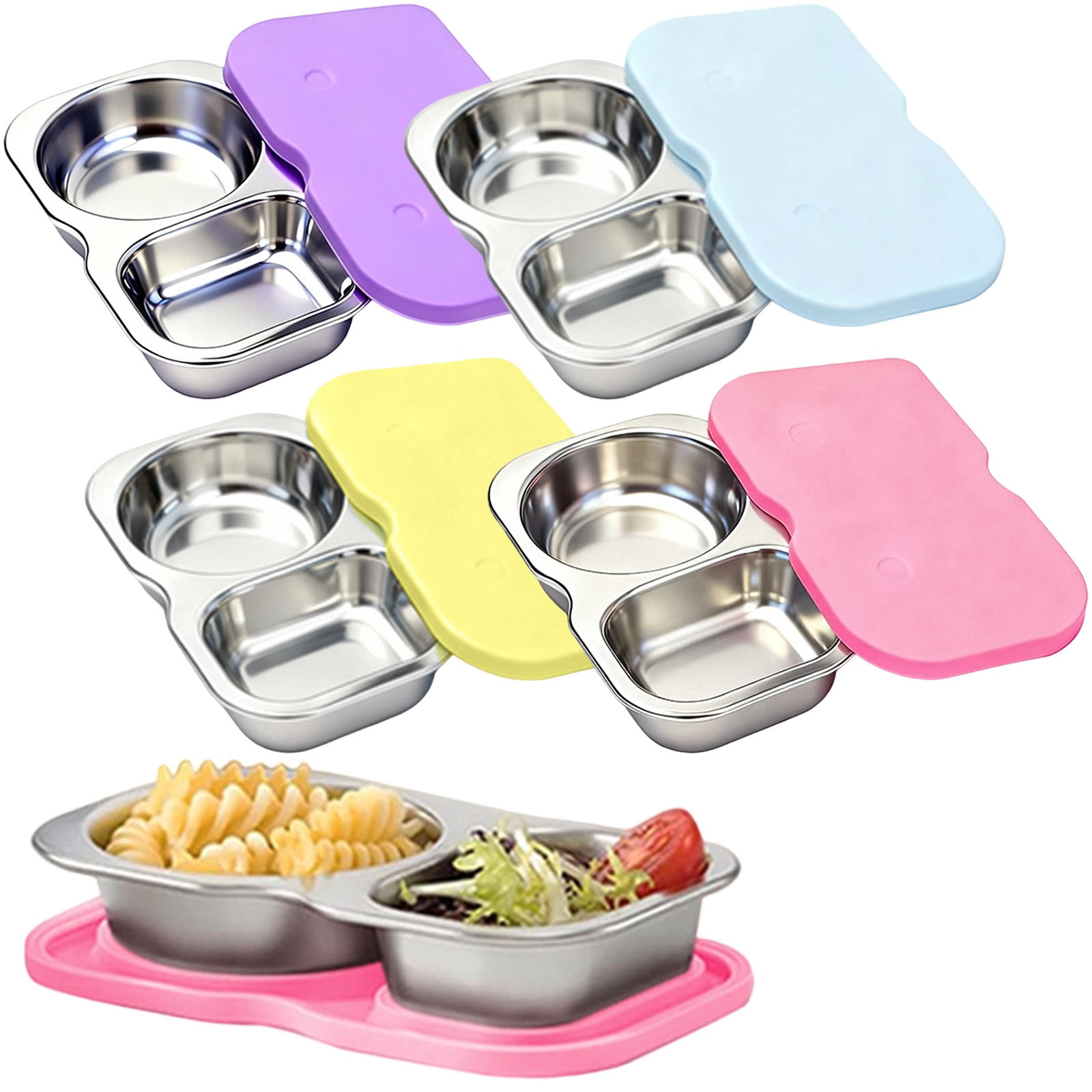 Goodw7 Leakproof Lunch Box, 2 Compartment Stainless Steel Snack ...