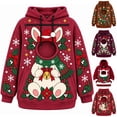 thumbnail image 1 of Goodw7 Oversized Christmas Dog Cat Carrier Hoodie for Women, Pet Pouch Sweatshirt with Cuddle Pocket, Casual Pullover for Holiday Photos and Cozy Evenings, 1 of 9