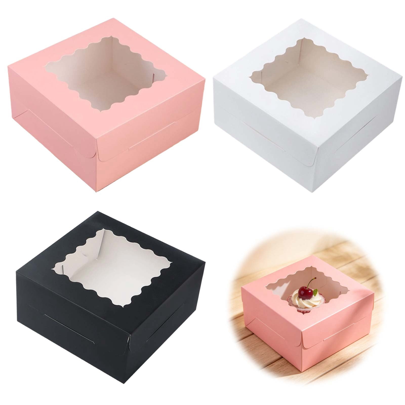 Goodw7 Treat Boxes with Window, Food Grade Cardboard Cookie Containers ...