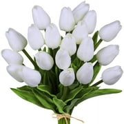 Goodwill 20 Heads Artificial Tulips Flowers Real Touch Arrangement Bouquet for Home Room Office Party Wedding Decoration, Excellent Gift Idea for Mothers Day