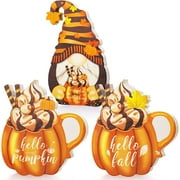 Goodwill 3 Pieces Fall Wooden Signs Fall Harvest Tabletop Signs Thanksgiving Pumpkin Decor Sign Welcome Fall Autumn Decor Pumpkin Wooden Block Sign for Home Tabletop Decorations