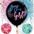thumbnail image 1 of Goodwill 36 Inch Baby Gender Reveal Balloon, Big Black Balloons x2 with Pink and Blue Heart Shape Confetti Packs for Boy or Girl - Baby Gender Reveal Party Supplies Decoration Kit, 1 of 5